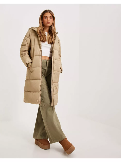 Pieces Pcbee New Long Puffer Jacket Bc Silver Mink