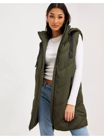 JdY Jdyskylar Padded Hood Waistcoat Otw Forest Night Black