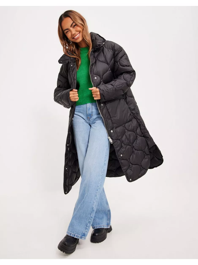 JJXX Jxlenora Shiny Quilted Coat Sn Black