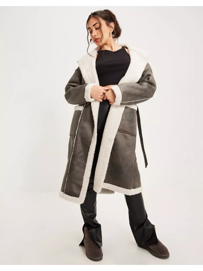 Only Onlkaren Faux Leather Bonded Coat O Brindle