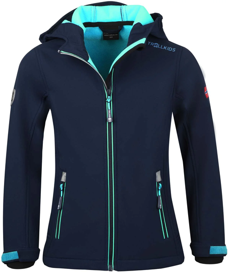 Trollkids Trollfjord Softshell-Takki, Navy/Mint, Koko 104