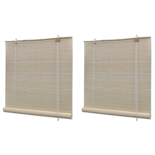vidaXL Luonnolliset bambu rullaverhot 2 kpl 120x160 cm