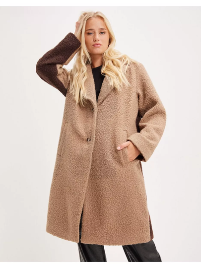 Pieces Pcnikla Two Tone Coat Silver Mink W. Chicory Coffee Contrast