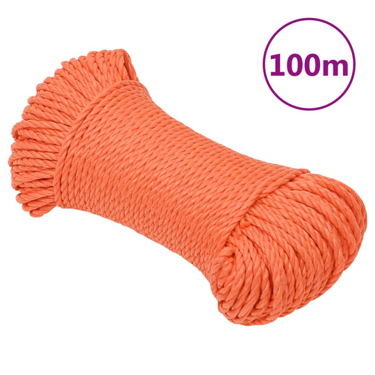 vidaXL Työköysi oranssi 8 mm 100 m polypropeeni
