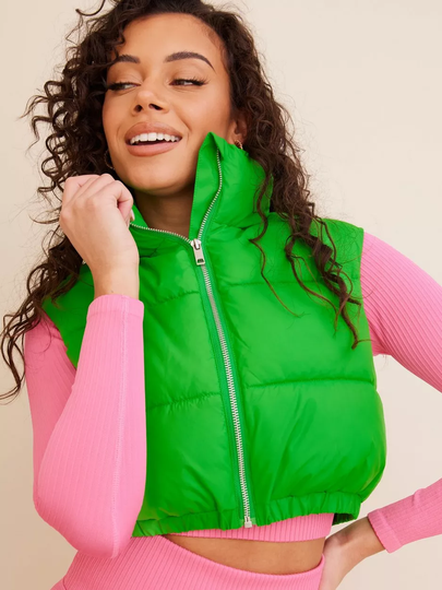 NLY Trend - Liivit - Vihreä - Cropped Puffer Vest - Takit - Vests