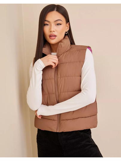 Noisy May Nmmarcus Vest Fwd Noos Beaver Fur Ibis Rose Lining