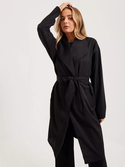 JdY - Pitkät takit - Black - Jdymekko Wrap Long Jacket Jrs Noos - Takit - coats
