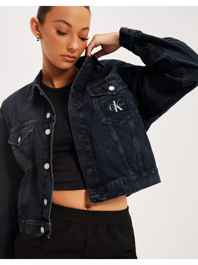 Calvin Klein Jeans Cropped Dad Denim Jacket Denim