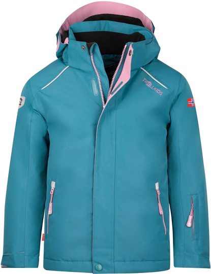 Trollkids Holmenkollen PRO Talvitakki, Teal/Mauve, Koko 140