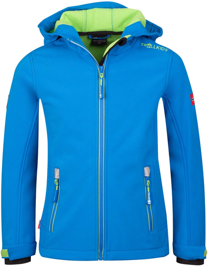 Trollkids Trollfjord Softshell-Takki, Medium Blue/Green, Koko 104