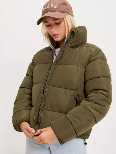 Glamorous - Puffer-takit - Army Green - Short Puffer Coat - Takit