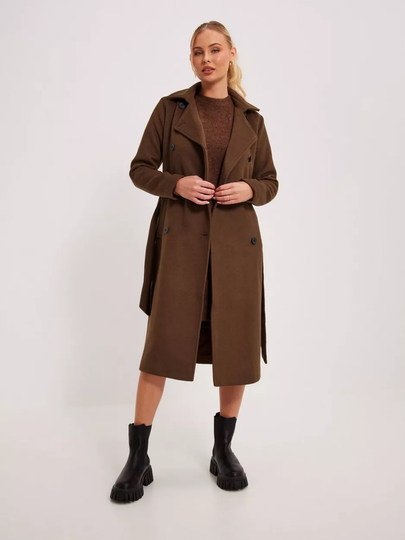 Object Collectors Item - Pitkät takit - Dark Earth - Objclara Wool Coat Noos - Takit - coats