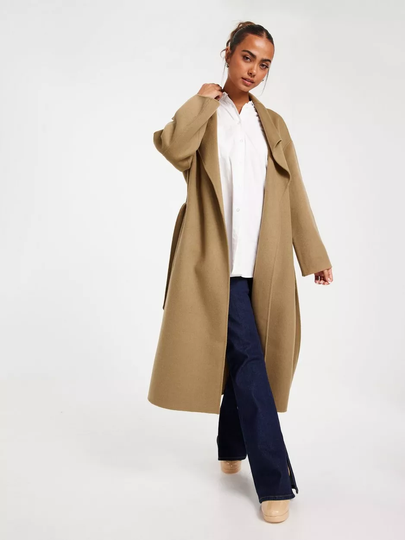 Gant - Pitkät takit - Khaki - D1. Handstitched Belted Coat - Takit - coats