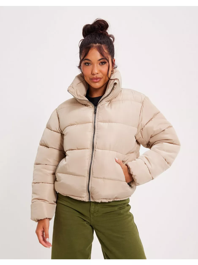 Glamorous Short Puffer Coat Stone