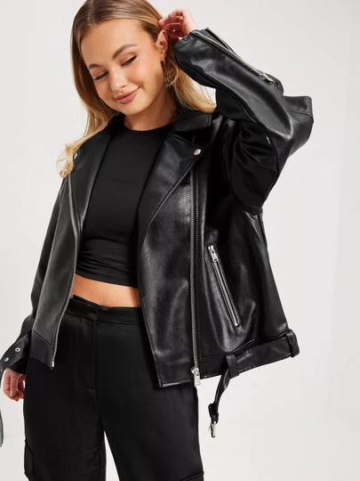 Only - Syys- & Kevättakit - Black - Onlvera Faux Leather Overz Biker C - Takit