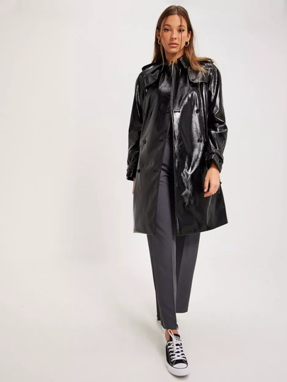Michael Kors - Trenssit - Black - Faux Ptnt Lthr Trench - Takit