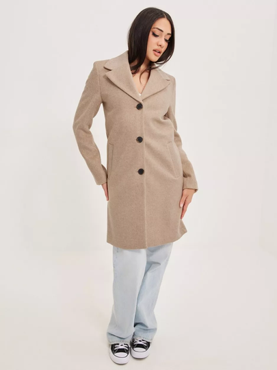 Selected Femme - Pitkät takit - Beige Melange - Slfnew Sasja Wool Coat B Noos - Takit - coats