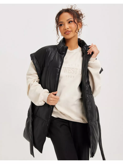 Pieces Pcadela Pu Tie Belt Waistcoat Black