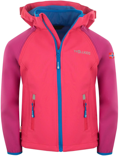 Trollkids Rondane Softshell-Takki, Dark Pink/Light Pink/Blue, Koko 104