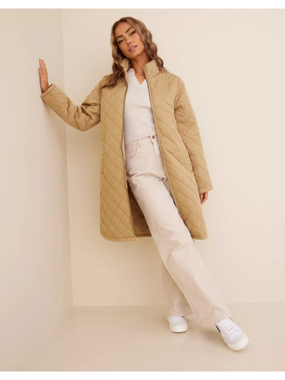 Selected Femme Slffilly Quilted Coat B Noos Tannin