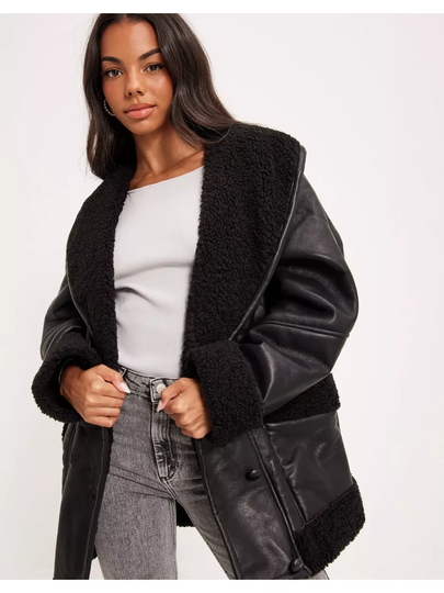 Glamorous Fake Fur Coat Black/Black